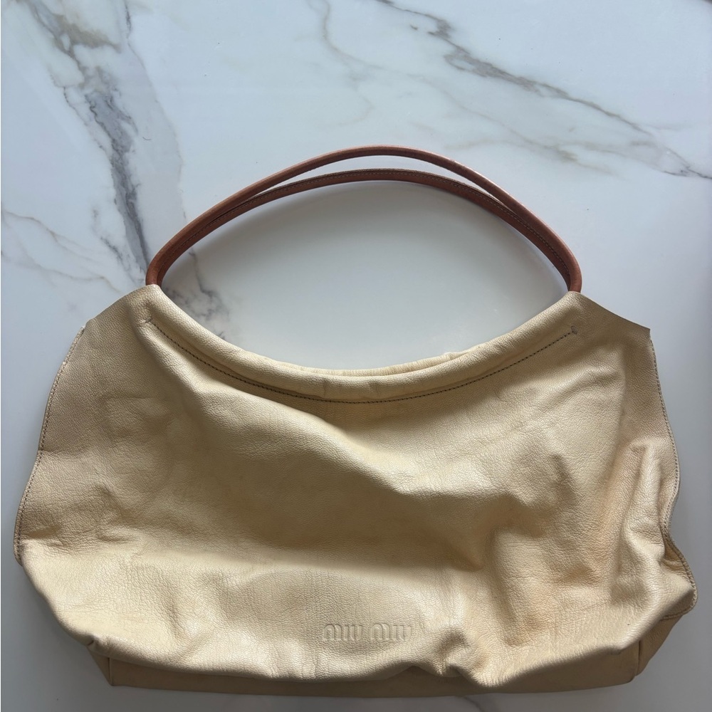 Miu Miu Butter Yellow Tan Leather Hobo Bag
